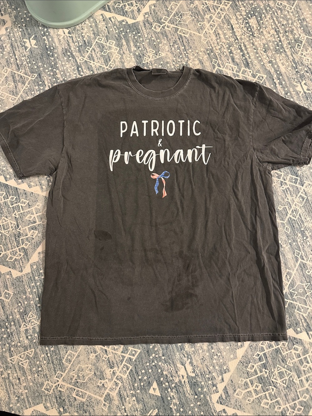 Patriotic & Pregnant Graphic Tee - Gray XXL